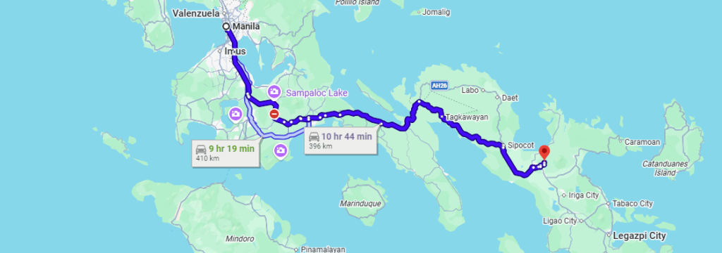 dltb manila to naga bus travel time